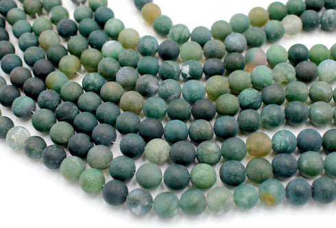 Matte Moss Agate Gemstone Beads, 8mm, Round